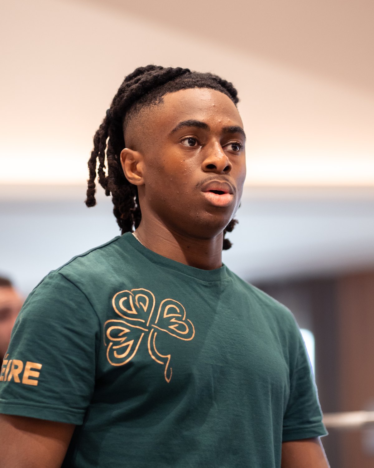Joseph Akisanmi in the Ireland team shirt at the 2024 IPF World Classic Junior Championships in Malta